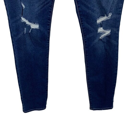 Old Navy Rockstar Jeans 6 Dark Wash Distressed Mid Rise Stretch Skinny - Picture 4 of 8